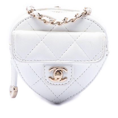 Chanel Mini Quilted Lambskin CC in Love Heart Necklace Bag