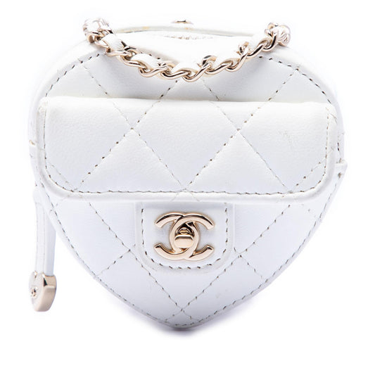 Chanel Mini Quilted Lambskin CC in Love Heart Necklace Bag