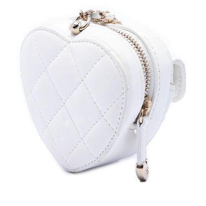 Chanel Mini Quilted Lambskin CC in Love Heart Necklace Bag