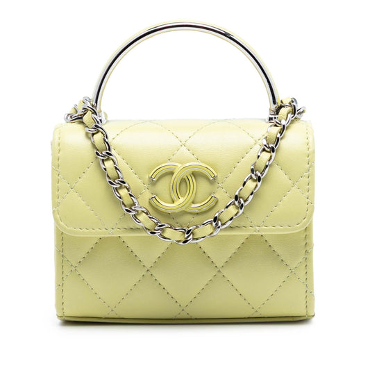 Chanel Mini Quilted Lambskin Chain Top Handle Bag
