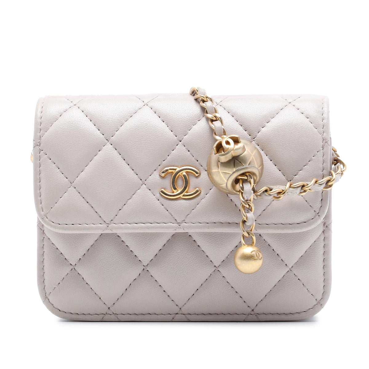 Chanel Mini Quilted Lambskin Pearl Crush Clutch with Chain