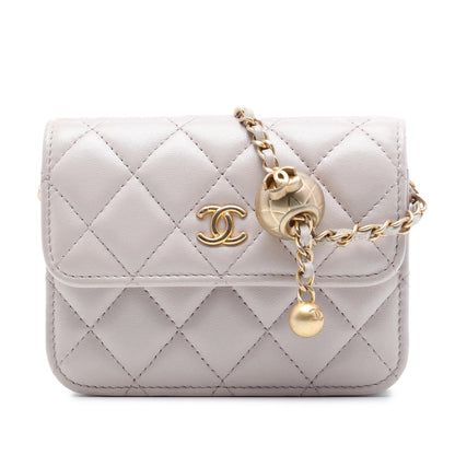 Chanel Mini Quilted Lambskin Pearl Crush Clutch with Chain