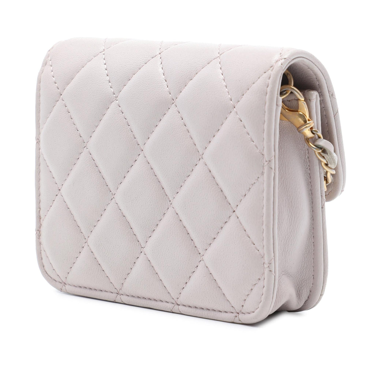 Chanel Mini Quilted Lambskin Pearl Crush Clutch with Chain