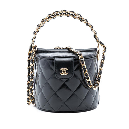 Chanel Mini Quilted Shiny Lambskin Double Sided Vanity Case with Chain