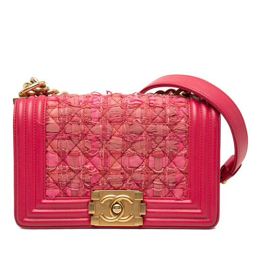 Chanel Mini Quilted Tweed and Lambskin Boy Flap