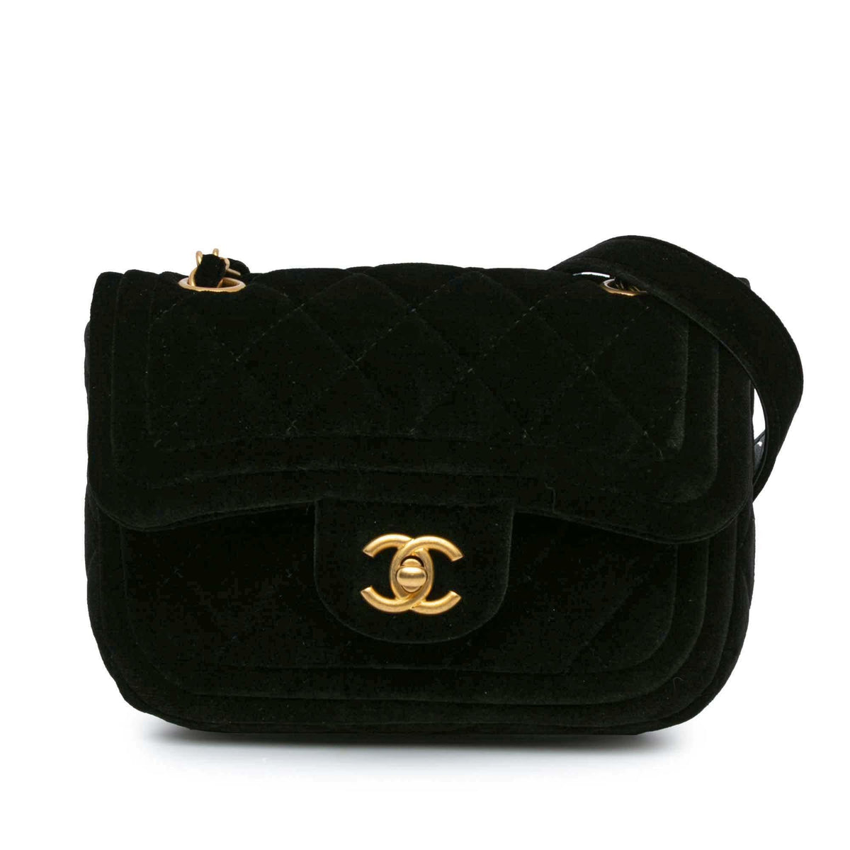 Chanel Mini Quilted Velvet Double Frame Flap