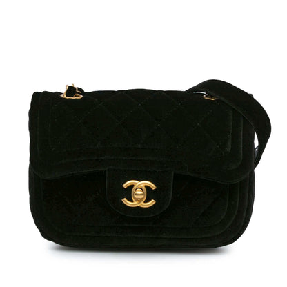 Chanel Mini Quilted Velvet Double Frame Flap