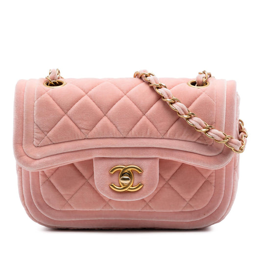 Chanel Mini Quilted Velvet Double Frame Flap