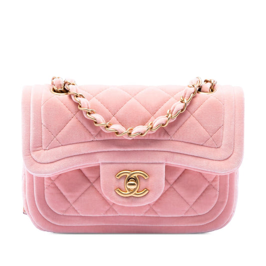 Chanel Mini Quilted Velvet Double Frame Flap