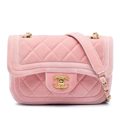 Chanel Mini Quilted Velvet Double Frame Flap