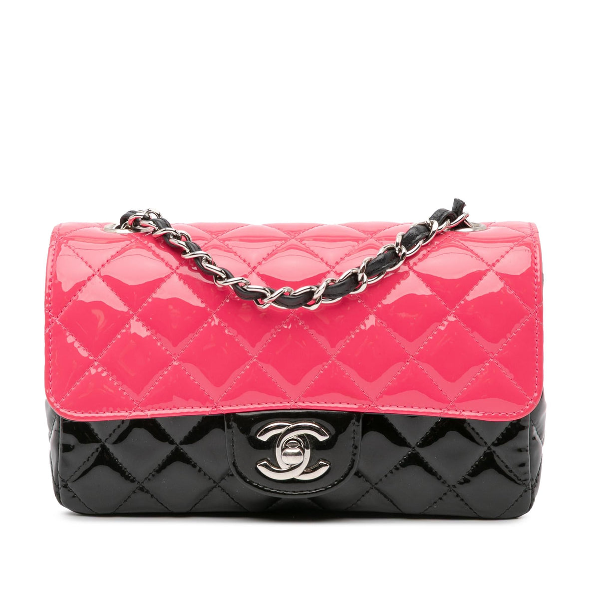 Chanel Mini Rectangular Bicolor Patent Leather Flap Bag