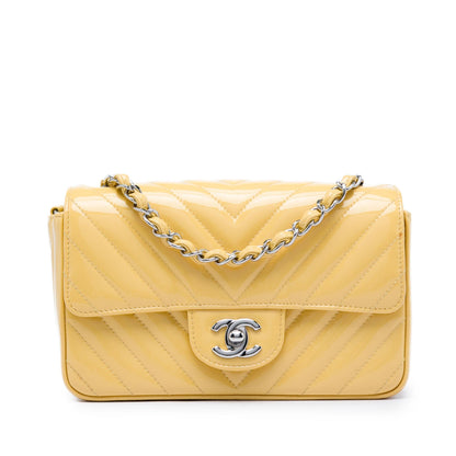 Chanel Mini Rectangular Classic Chevron Patent Single Flap