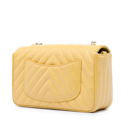 Chanel Mini Rectangular Classic Chevron Patent Single Flap
