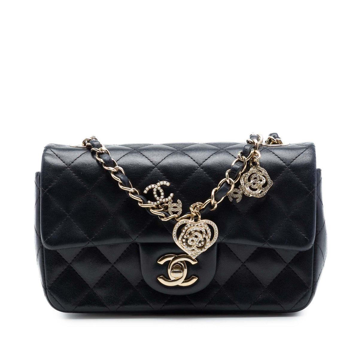 Chanel Mini Rectangular Classic Lambskin Valentines Heart Charms Single Flap