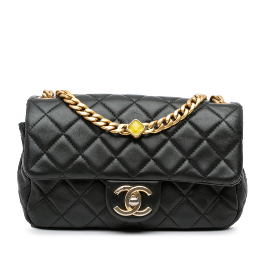 Chanel Mini Rectangular Lambskin Pearl Samba Single Flap