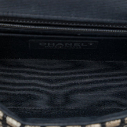 Chanel Mini Rectangular Tweed  and Ribbon Logo Single Flap
