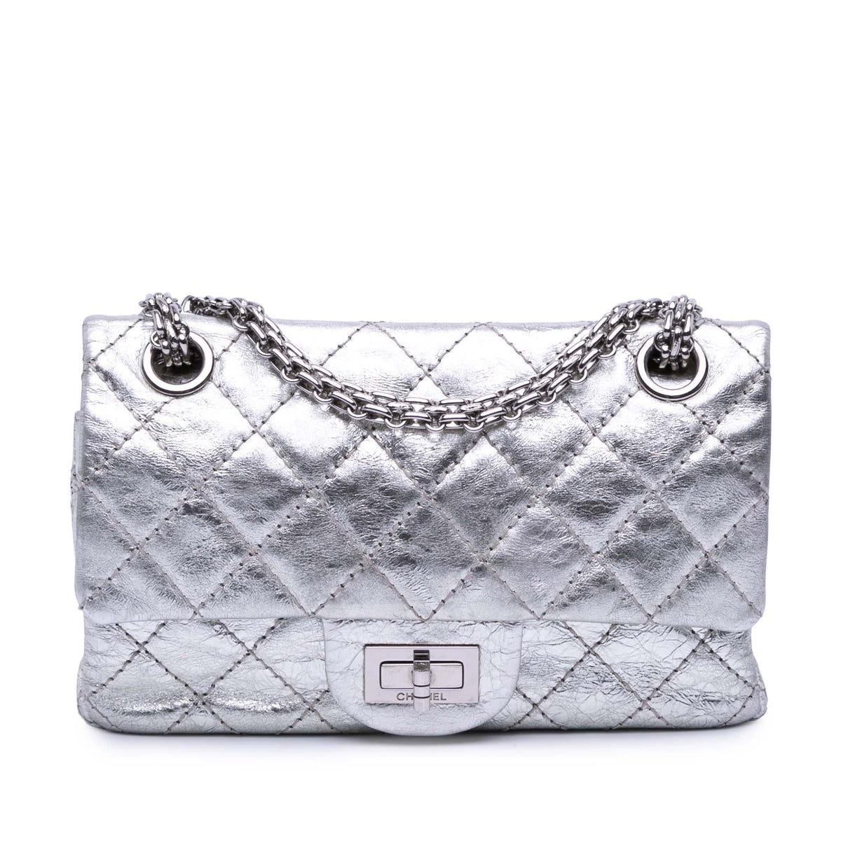 Chanel Mini Reissue 2.55 Metallic Aged Calfskin Double Flap 224