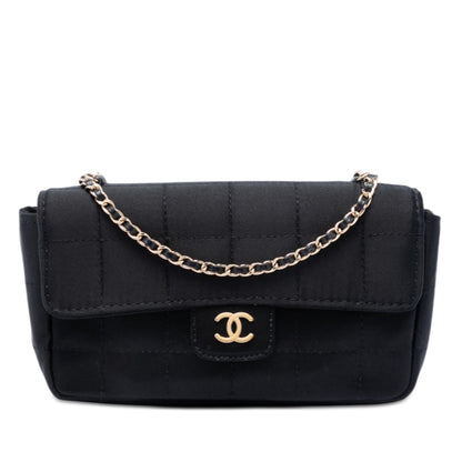Chanel Mini Square Chocolate Bar Satin Single Flap