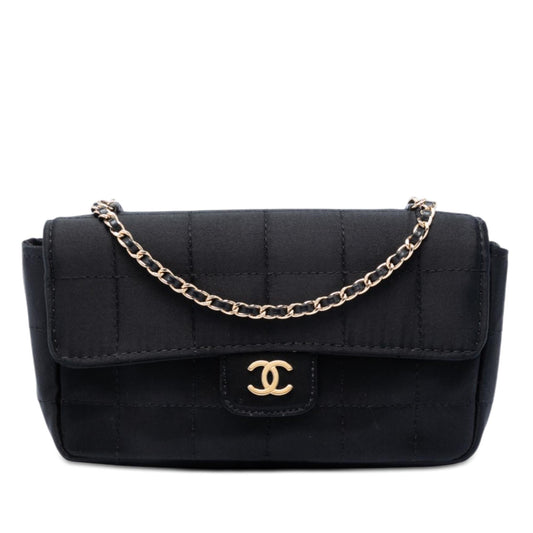 Chanel Mini Square Chocolate Bar Satin Single Flap