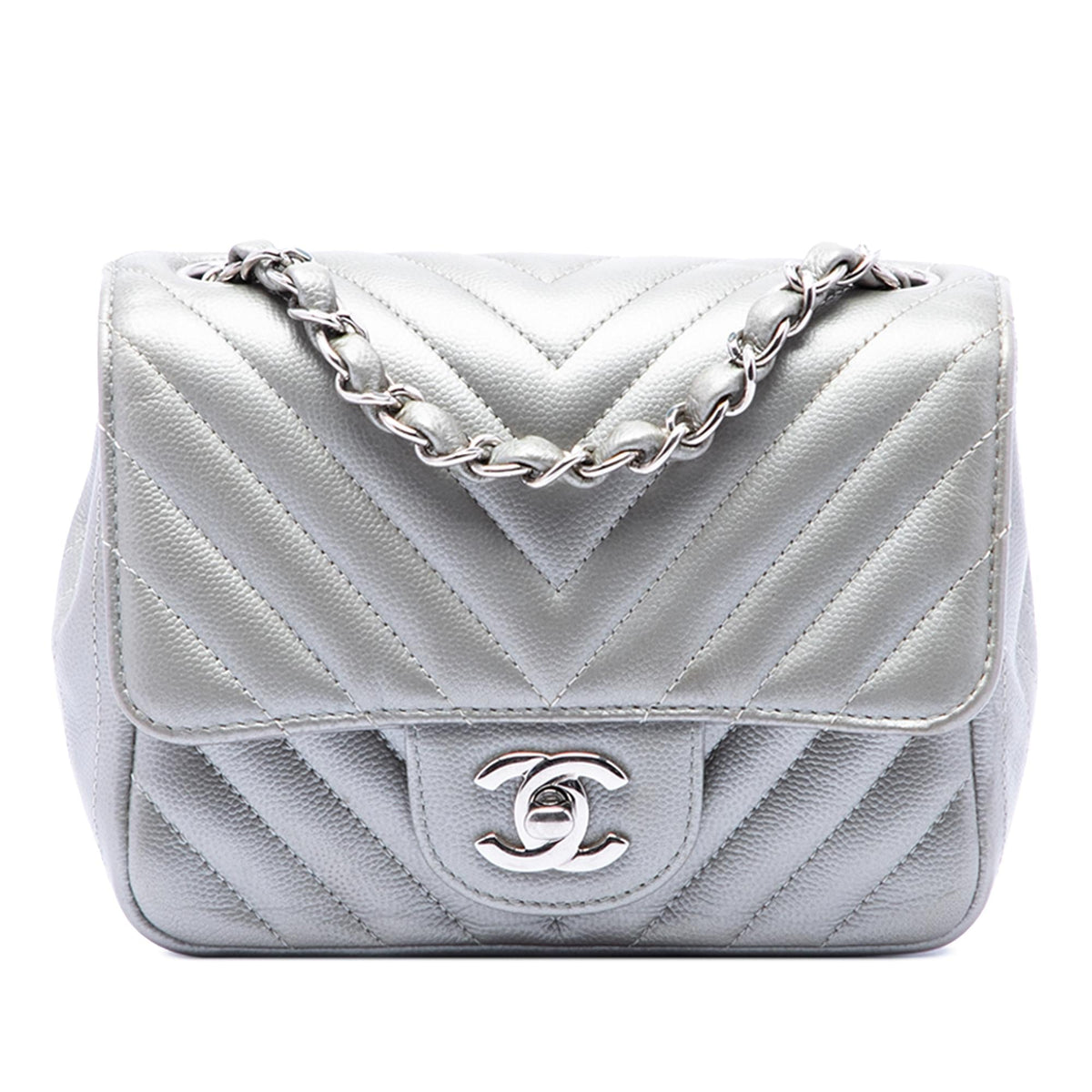Chanel Mini Square Classic Chevron Caviar Single Flap
