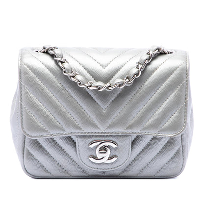 Chanel Mini Square Classic Chevron Caviar Single Flap