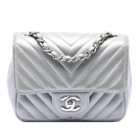 Chanel Mini Square Classic Chevron Caviar Single Flap