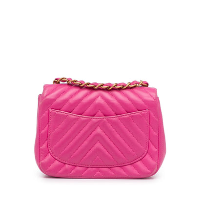 Chanel Mini Square Classic Chevron Lambskin Single Flap