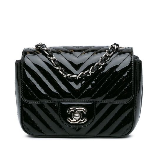 Chanel Mini Square Classic Chevron Patent Flap