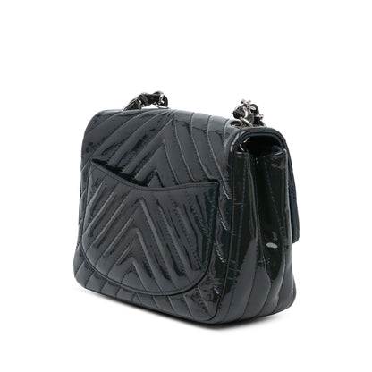 Chanel Mini Square Classic Chevron Patent Single Flap