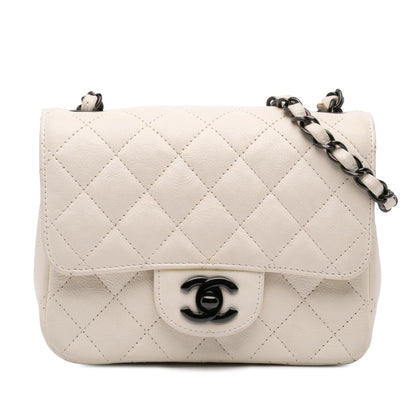 Chanel Mini Square Classic Crumpled Calfskin Single Flap