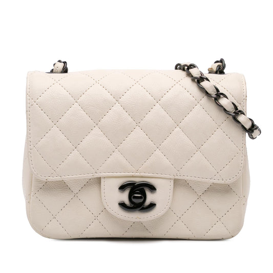 Chanel Mini Square Classic Crumpled Calfskin Single Flap