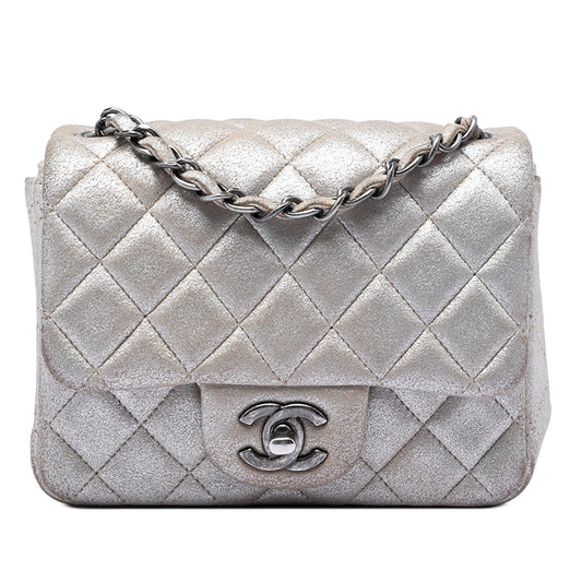 Chanel Mini Square Classic Metallic Lambskin Single Flap