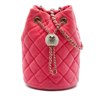 Chanel Mini Velvet Crystal Pearl Crush Bucket Bag