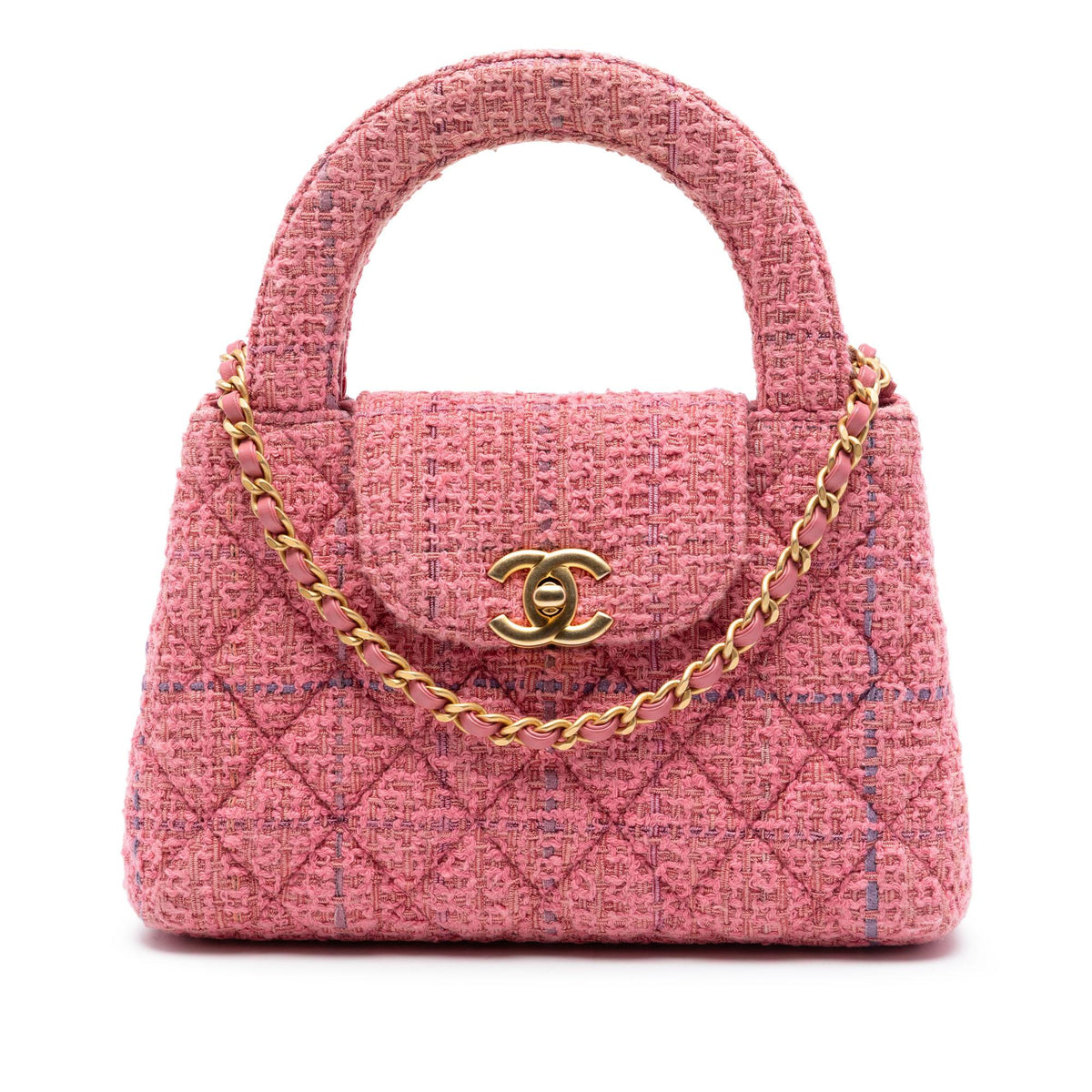 Chanel Nano Quilted Tweed Kelly Shopper Bag