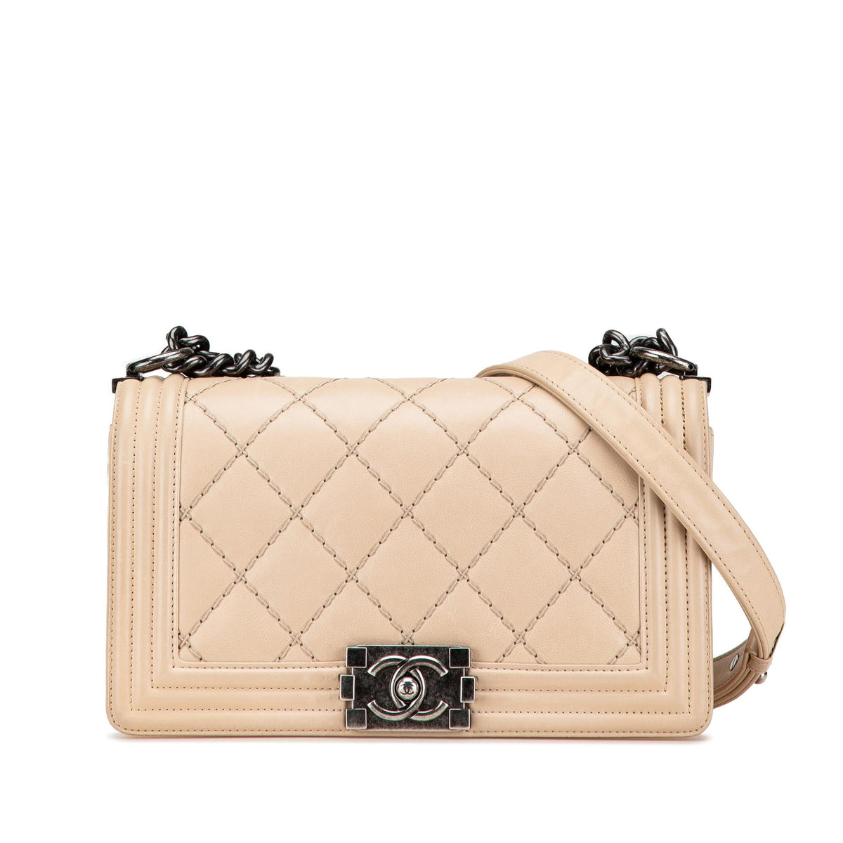 Chanel Old Medium Aged Calfskin Double Stitch Boy Flap