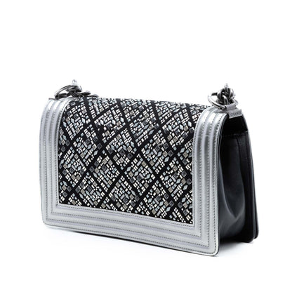 Chanel Old Medium Calfskin Crystal Embellished Boy Flap