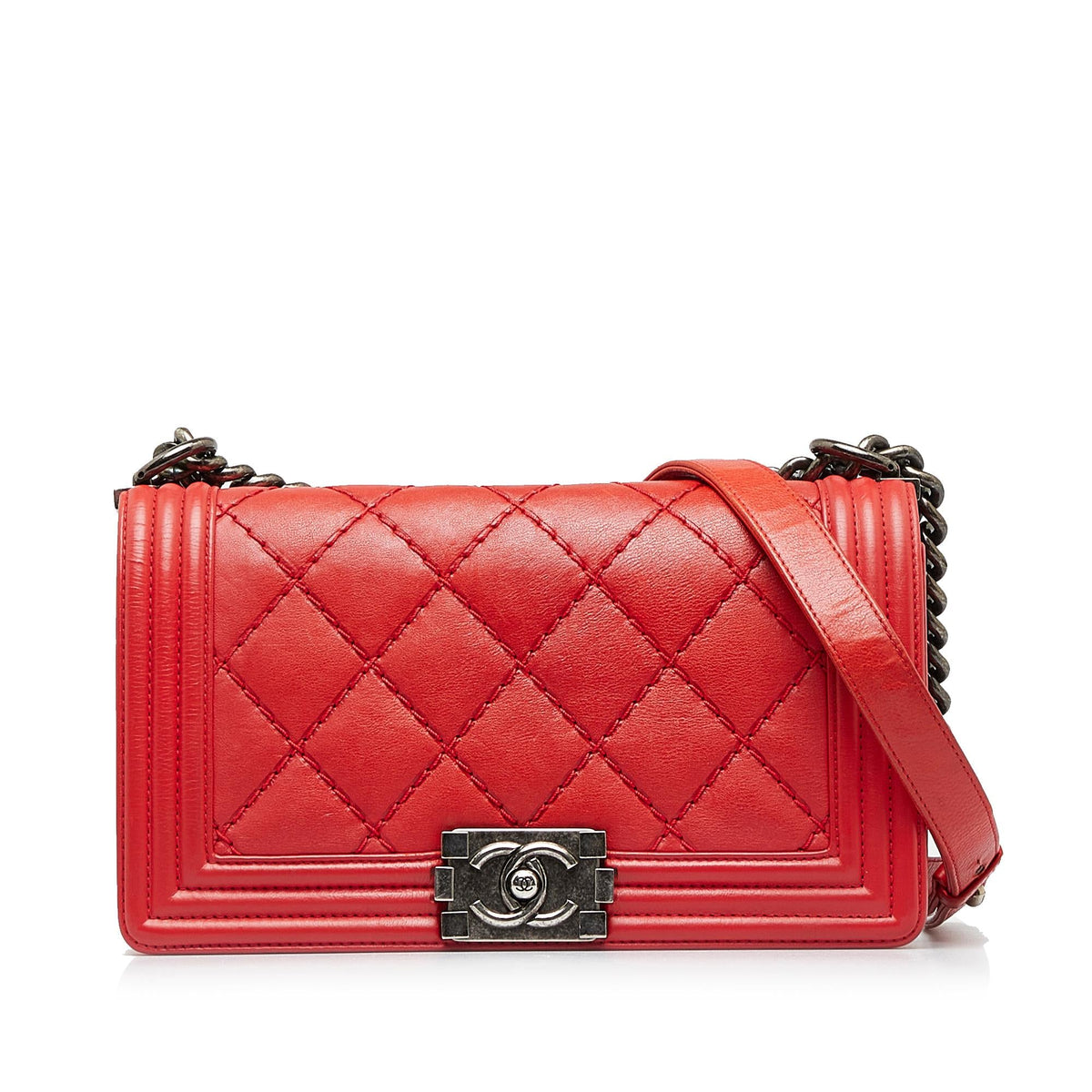 Chanel Old Medium Calfskin Double Stitch Boy Flap