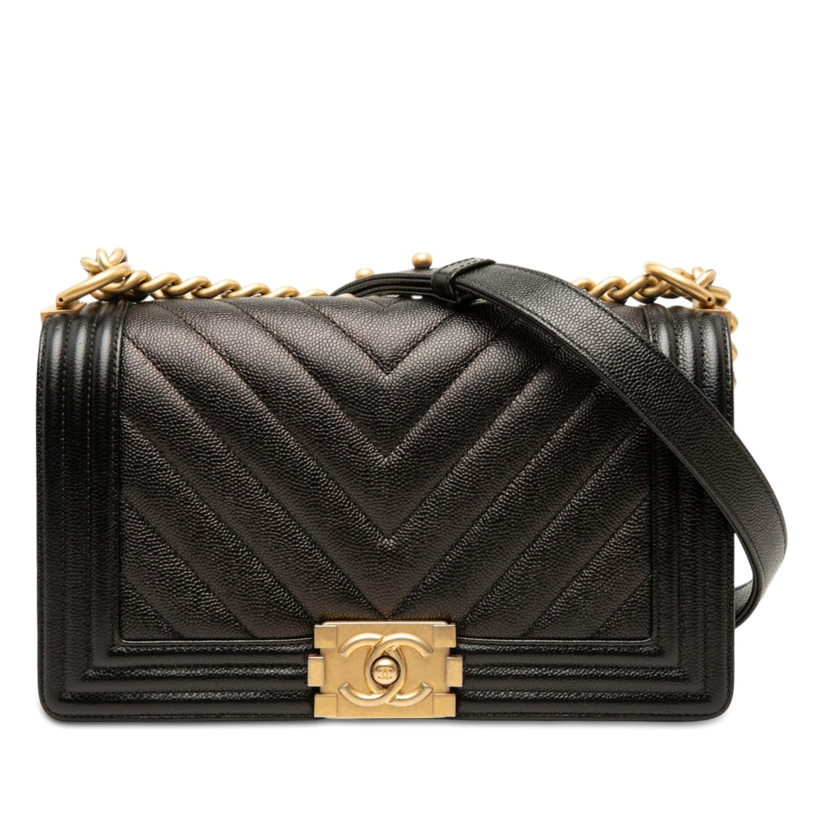 Chanel Old Medium Chevron Caviar Boy Flap