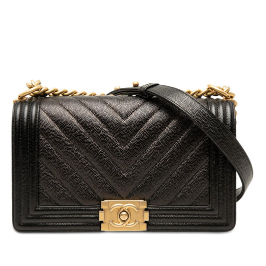 Chanel Old Medium Chevron Caviar Boy Flap