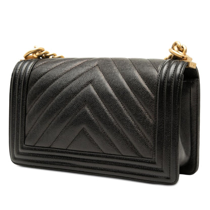 Chanel Old Medium Chevron Caviar Boy Flap