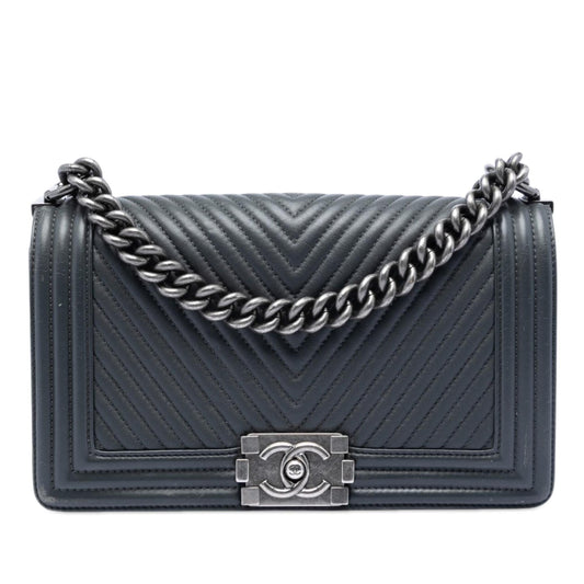 Chanel Old Medium Chevron Lambskin Boy Flap