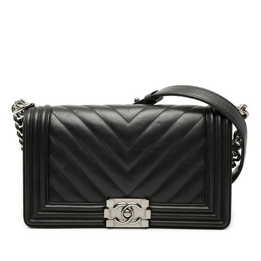 Chanel Old Medium Chevron Lambskin Boy Flap