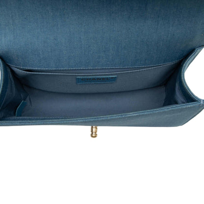 Chanel Old Medium Pleated Denim Boy Flap