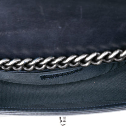 Chanel Old Medium Quilted Calfskin Whipstitch Chain Around Boy Top Handle Flap