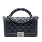 Chanel Old Medium Quilted Calfskin Whipstitch Chain Around Boy Top Handle Flap