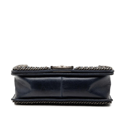 Chanel Old Medium Quilted Glazed Calfskin Chain Around Boy Flap