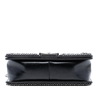 Chanel Old Medium Quilted Glazed Calfskin Chain Around Boy Flap