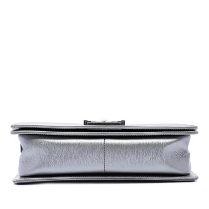 Chanel Old Medium Quilted Metallic Caviar Boy Flap