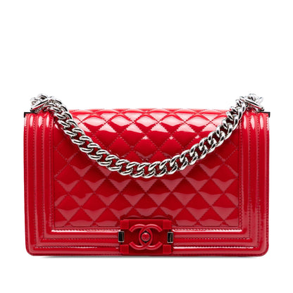 Chanel Old Medium Quilted Patent Acrylic Boy Flap