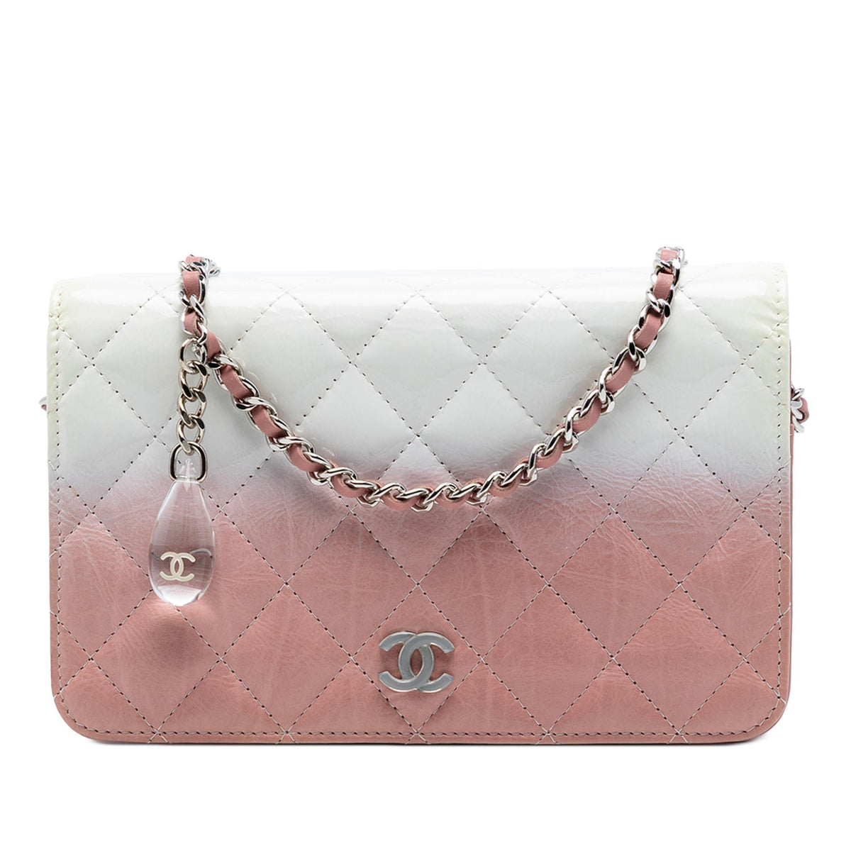 Chanel Ombre Patent and Aged Calfskin Crystal Wallet On Chain